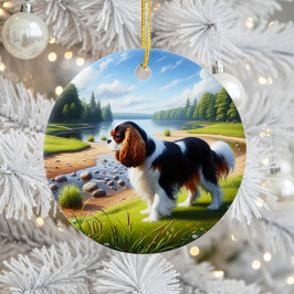 Ornamento De Cerâmica Lindo Cavalier King Charles Spaniel Lembrança