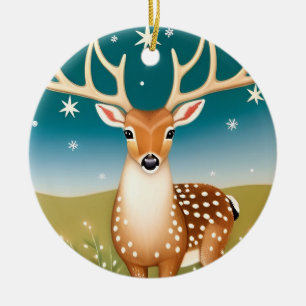 Ornamento De Cerâmica Lindo cervo de Natal