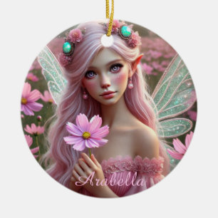Ornamento De Cerâmica Lindo Fada de Outubro em Cosmos