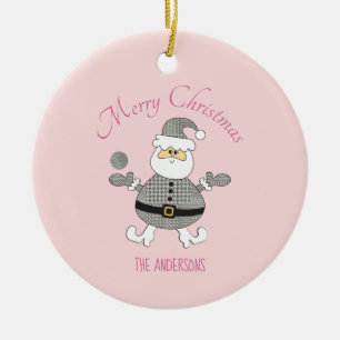 Ornamento De Cerâmica Lindo Natal Fofo Xadrez Moda Papai Noel