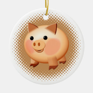 Ornamento De Cerâmica Lindo Porquinho de Desenho Animado