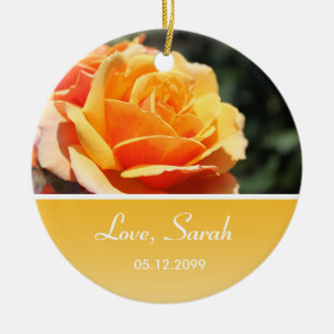 Ornamento De Cerâmica lindo presente de aniversário de rosa amarela de u