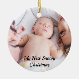 Ornamento De Cerâmica Lindo Roteiro Preto Meu Primeiro Natal com Neve Be