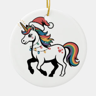 Ornamento De Cerâmica Lindo Unicórnio Cervo Rena Luzes de Natal Engraçad