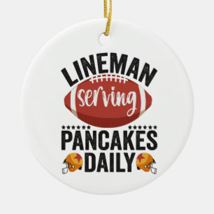 Ornamento De Cerâmica Lineman Servindo Pancakes Daily Funny Football Gif