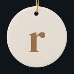 Ornamento De Cerâmica Linen - Letra inicial | Tendência minimalista<br><div class="desc">Linen - Letra inicial | Na moda Trendy Monogramas Cerâmica Ornament | Moderno | Elegante | Minimalista | Personalizado | Divertimento | LEGAL</div>