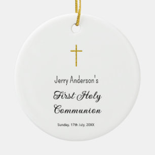 Ornamento De Cerâmica Linha católica de primeira comunhão simples QR mín
