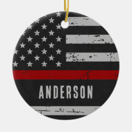 Ornamento De Cerâmica Linha Vermelha fina - Bombeiro