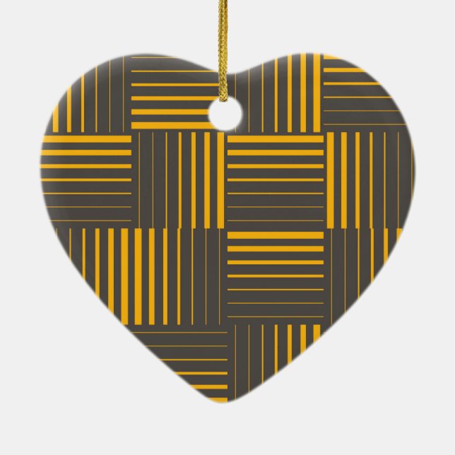 Ornamento De Cerâmica Linhas amarelas, legal, únicas, modernas e moderna (Verso)