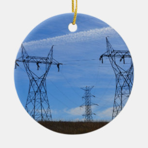 Ornamento De Cerâmica Linhas eléctricas no céu azul