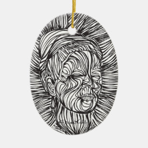 Ornamento De Cerâmica Linhas retrato de Frida Kahlo