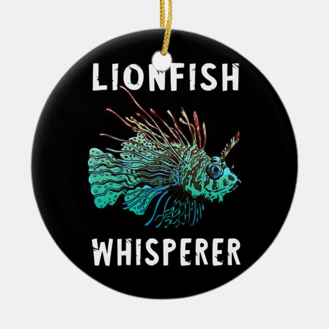Ornamento De Cerâmica Lionfish Whisperer Funny Lion Fish Scuba Merging (Frente)