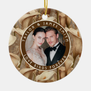 Ornamento De Cerâmica Lírios Callas de Marfim Clássicos Casamento Boho