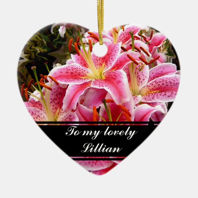 Ornamento De Cerâmica Lírios "Stargazer" (Frente)