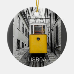 Ornamento De Cerâmica Lisboa Portugal Retro Tram Vintage Souvenir