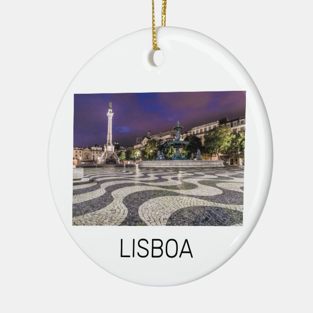 Ornamento De Cerâmica Lisboa Portugal Rossio Square Holiday Souvenir (Esquerda)