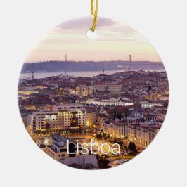 Ornamento De Cerâmica Lisboa Portugal Sunset Skyline Cityscape Souvenir