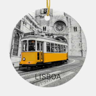Ornamento De Cerâmica Lisboa Retro Tram Portugal Vintage Streetcar