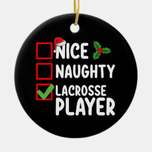Ornamento De Cerâmica Lista de Natal de Jogador de Lacrosse Bonzinho Mal