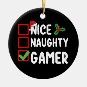 Ornamento De Cerâmica Lista de Natal de Jogos do Papai Noel para Gamer B