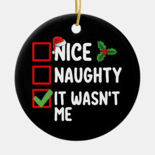 Ornamento De Cerâmica Lista de Natal Família Nice Naughty Não Fui Eu