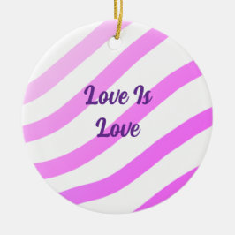 Ornamento De Cerâmica Listras cor-de-rosa, amor pastel é orgulho de amor