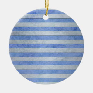 Ornamento De Cerâmica Listras de Aguarela Azul Claro e Cinza