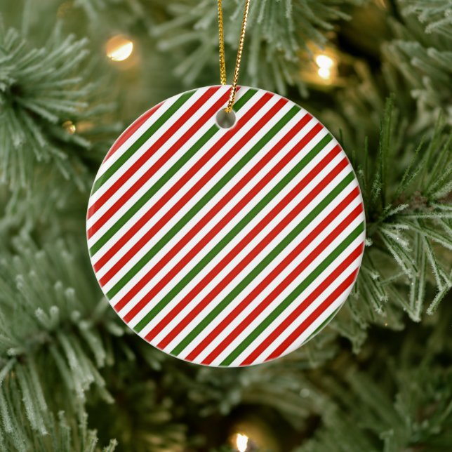 Ornamento De Cerâmica listras de cores de Natal (Árvore)