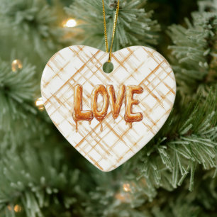 Ornamento De Cerâmica Listras de Creme de Caramelo Amor