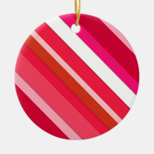 Ornamento De Cerâmica Listras de doces em camadas - vermelho, rosa e bra