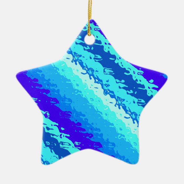 Ornamento De Cerâmica Listras de vidro - tons de azul-oceânico (Frente)