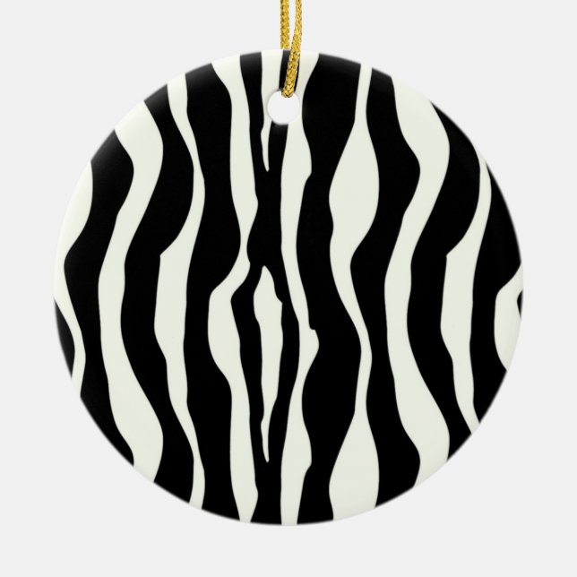 Ornamento De Cerâmica Listras de zebra - Preto e Branco (Frente)