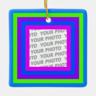 Ornamento De Cerâmica Listras no Quadro Quadrado 3 + sua foto