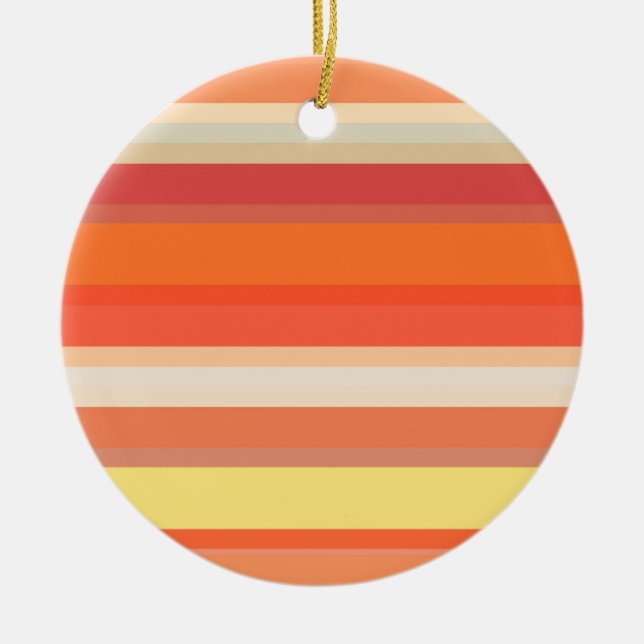 Ornamento De Cerâmica Listras vermelhas laranja-brancas (Frente)