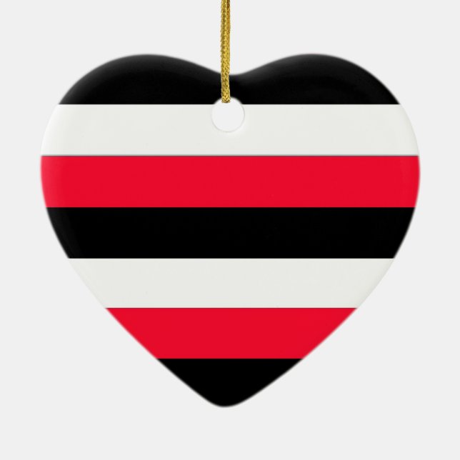 Ornamento De Cerâmica Listras vermelhas, pretas e brancas (Verso)