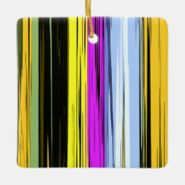 Ornamento De Cerâmica Listras Verticais Amarelo Verde Azul Roxo Preto