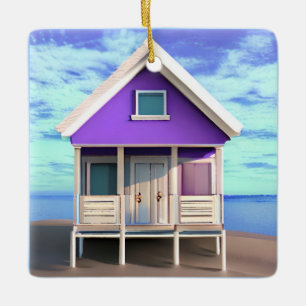 Ornamento De Cerâmica Little Beach Shack na areia