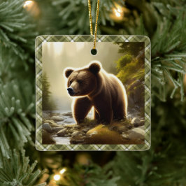 Ornamento De Cerâmica Little Brown Bear Wildlife Portrait Personalized  