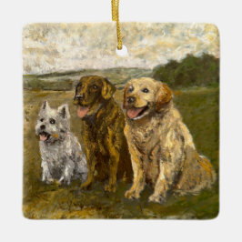 Ornamento De Cerâmica Little Chat: Whimsical Christmas Farm Animal