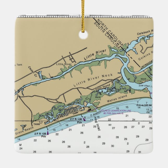 Ornamento De Cerâmica Little River, Carolina do Sul (Verso)
