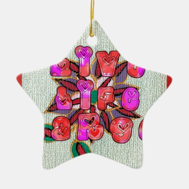 Ornamento De Cerâmica "Live Life Large", Impressão de Arte (Frente)