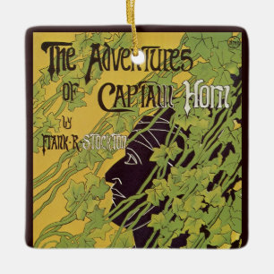 Ornamento De Cerâmica Livro Antigo Art Nouveau, Aventuras do Capitão Hor