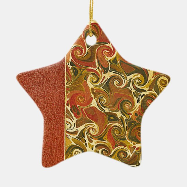 Ornamento De Cerâmica Livro Antiquado Elegante, Padrão de espiral do Orn (Frente)