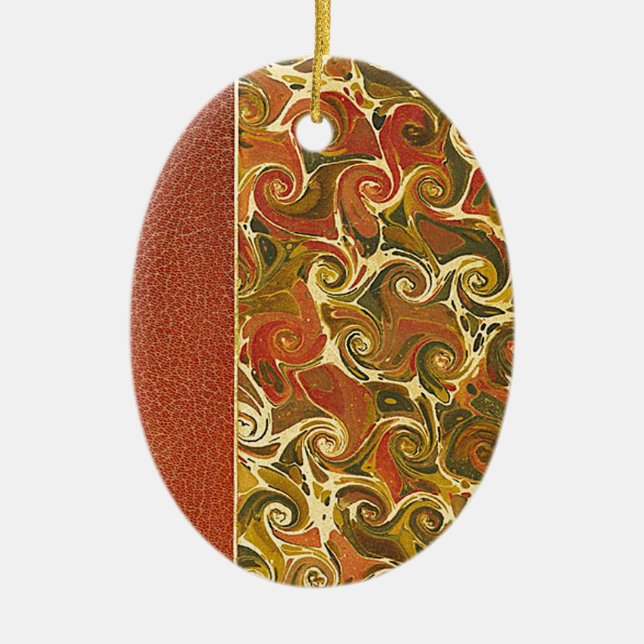 Ornamento De Cerâmica Livro Antiquado Elegante, Padrão de espiral do Orn (Frente)
