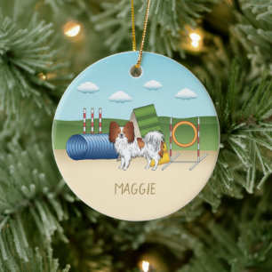 Ornamento De Cerâmica Livro Branco E Vermelho Com Equipamento De Agilida