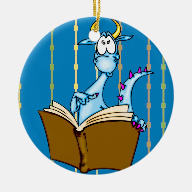 Ornamento De Cerâmica Livro de Leitura do Dragão (Frente)