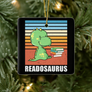 Ornamento De Cerâmica Livro Engraçado Readossauro Dinossauro Lendo Dino