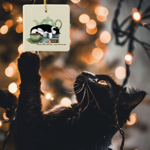 Ornamento De Cerâmica Livros Aconchegantes Gato Smoking Chá Bule de Chá