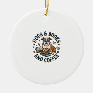 Ornamento De Cerâmica Livros de Cachorros Café Bulldog Pilha Xícara_1
