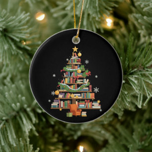 Ornamento De Cerâmica Livros de Natal Árvore Amante de Livros Professore